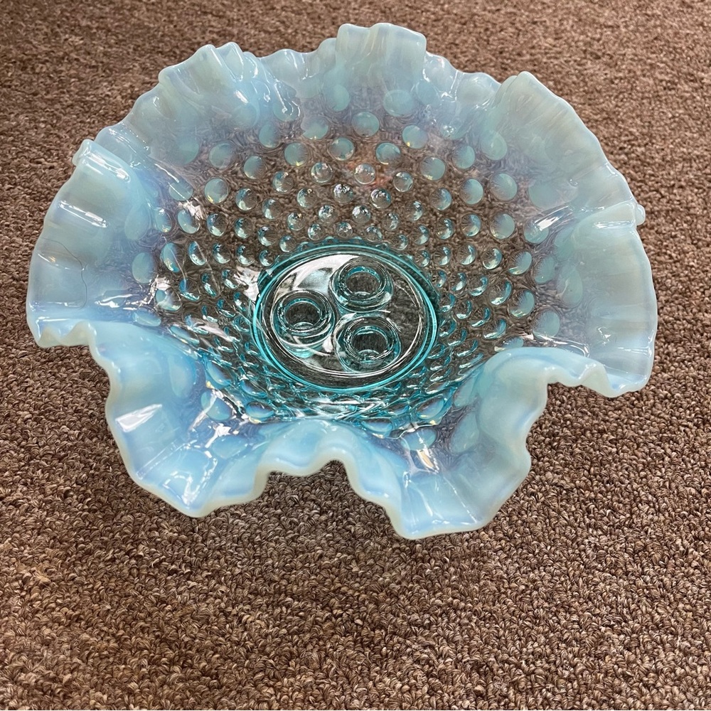 Fenton Blue Opalescent Hobnail Epergne - Picture 4 of 16